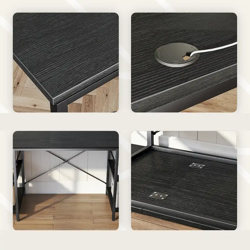 95.2 Inch L Shaped Desk with Shelves Home Office Computer Desk