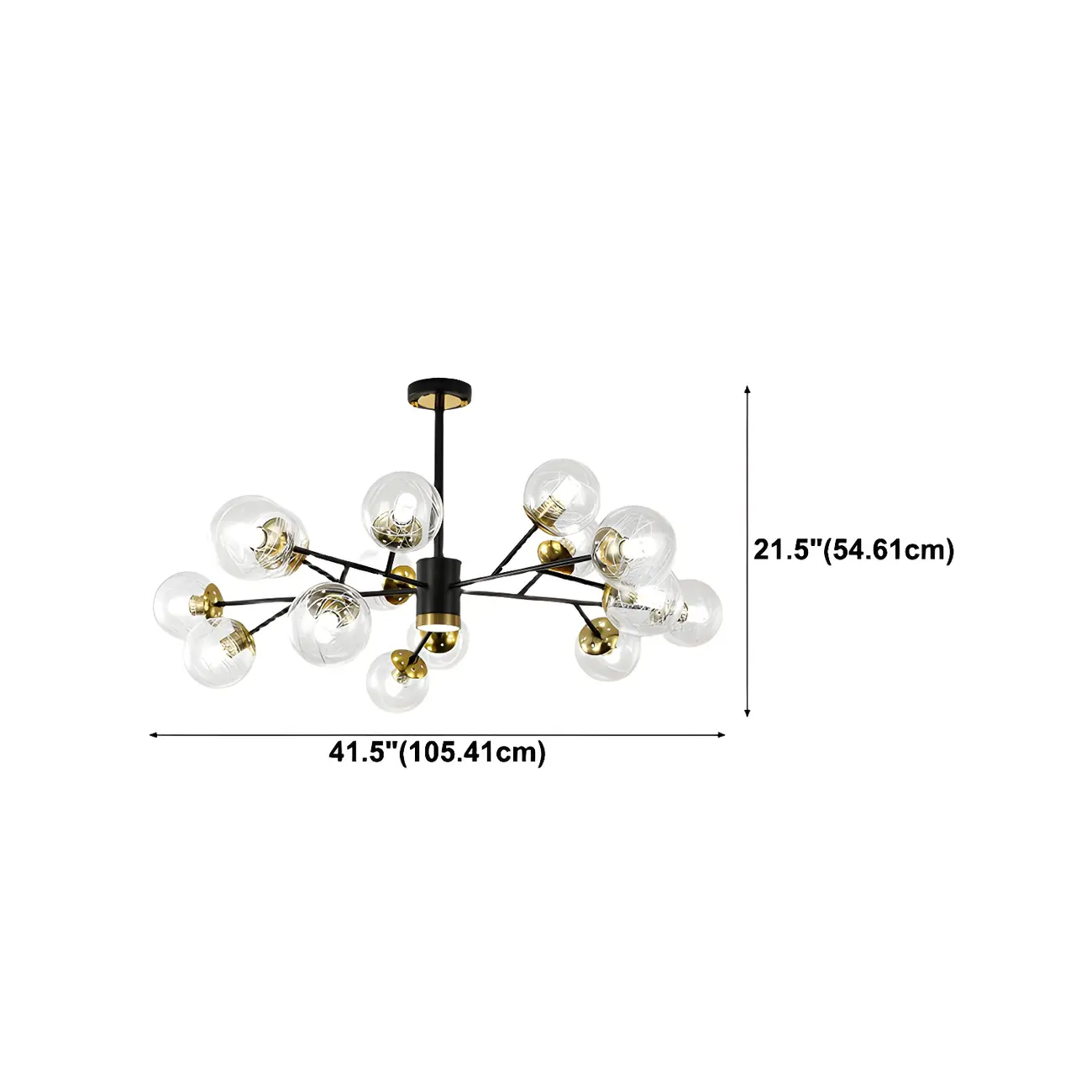 Mid-Century Modern Metal Clear Glass Sphere Sputnik Chandelier