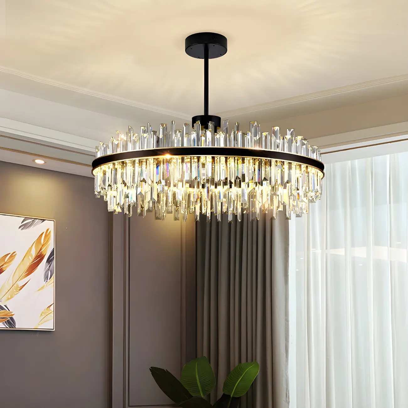 Modish Modern Black Crystal Island Pendant Light