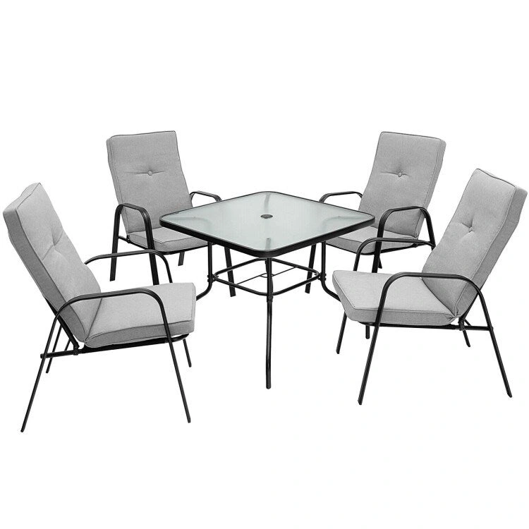 4 Patio Dining Stackable Chairs Set with High-Back Cushions - 29 x 22 x 35.5 (L x W x H)