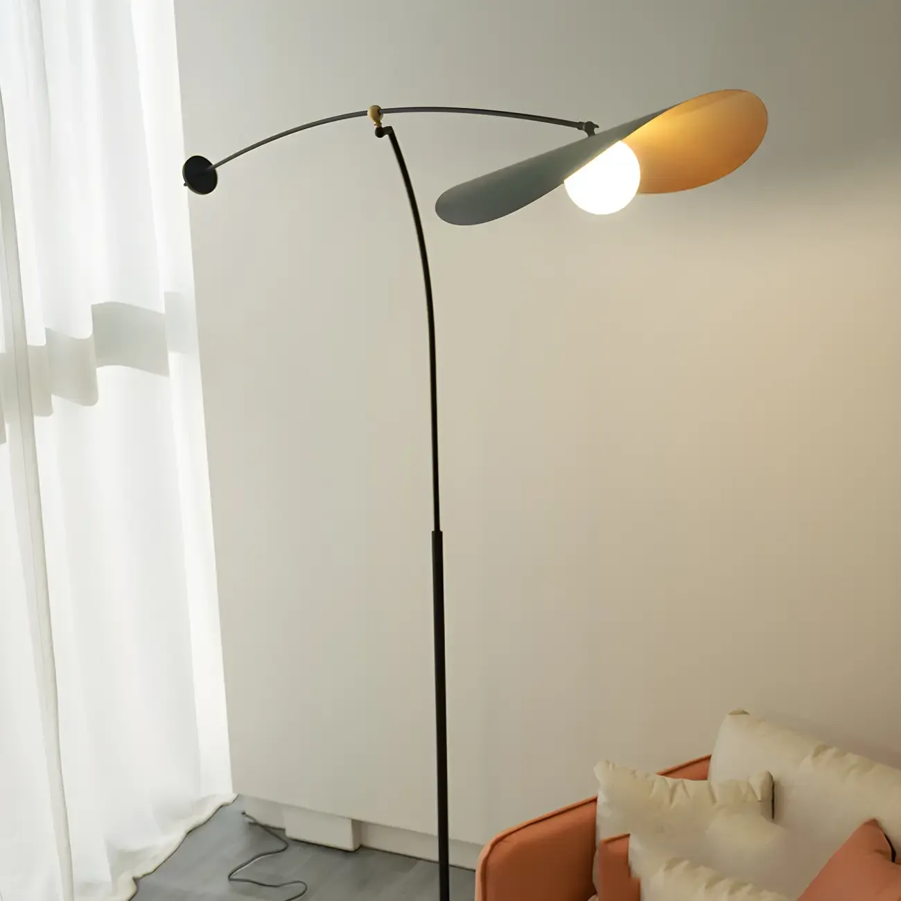 73 Artistic Black Metal Arc Floor Lamp with Balance Arm