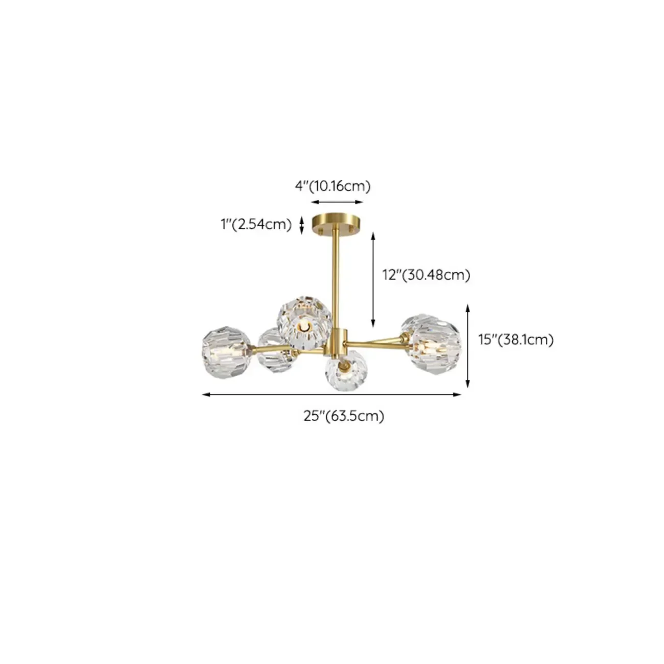 Modern Gold Globe Crystal Sputnik Chandelier