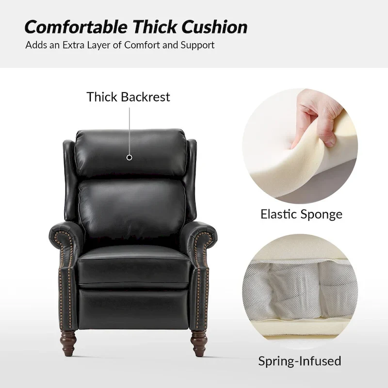 Noemon Modern Genuine Leather Recliner with Nailhead Trims Set of 2 by HULALA HOME