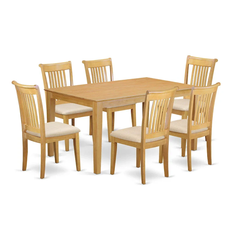 East West Furniture Dining Set- a Rectangle Solid Wood Table and 4 Kitchen Chairs, Oak (Pieces & Seat Options)