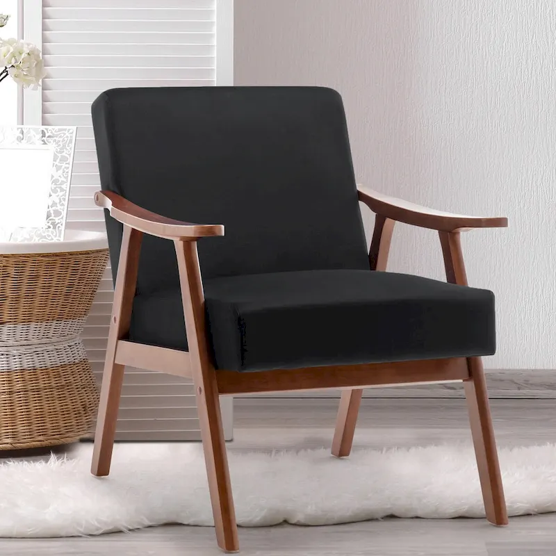 Mid-Century Modern Chair, Living Room Chair with Solid Wood Frame