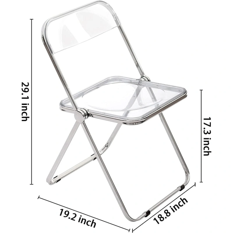 Modern Acrylic Stackable Folding Dining Chair (Set of 2) Transparent