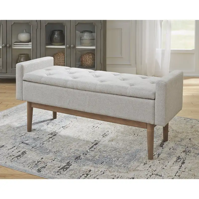 Briarson Contemporary Beige/Brown Storage Bench - 50W x 18D x 18H