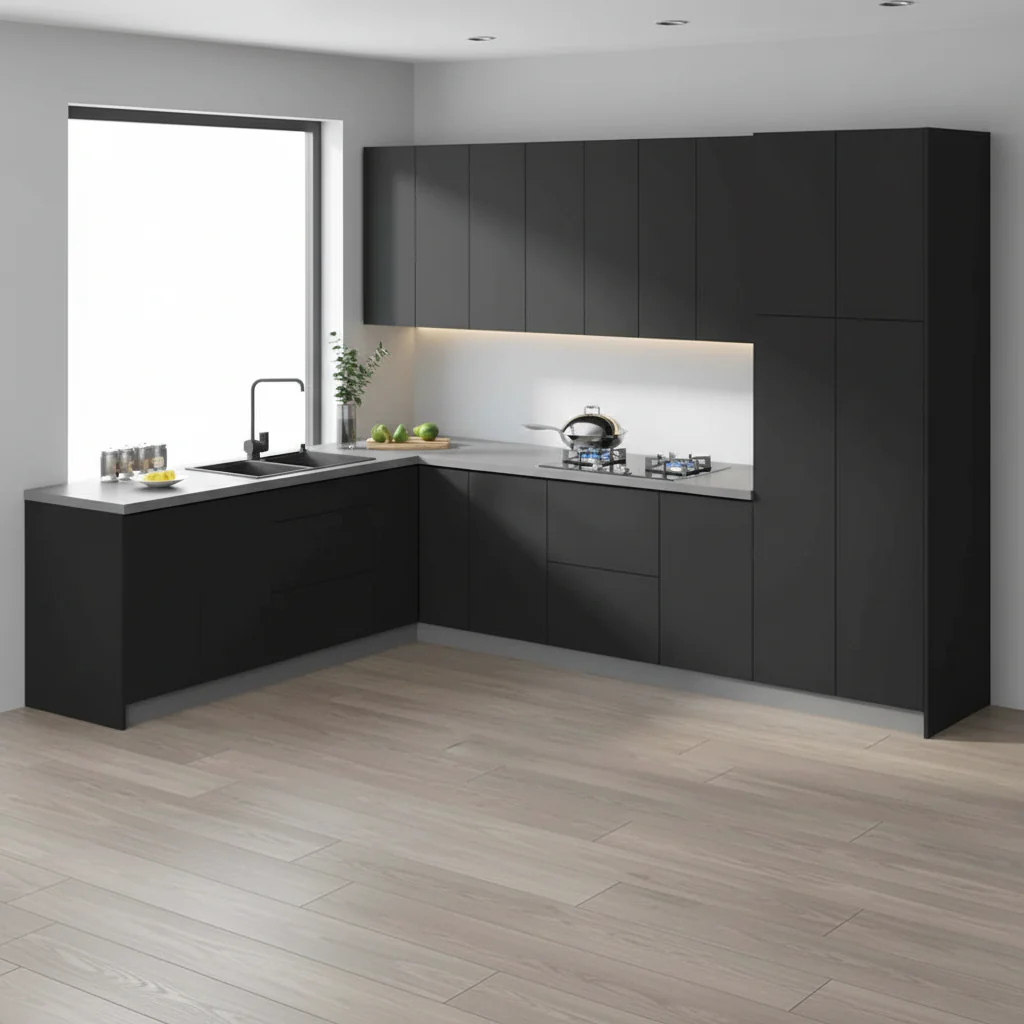 Black Kitchen Cabinet Base Unit — 8x10 Ft Wide (126