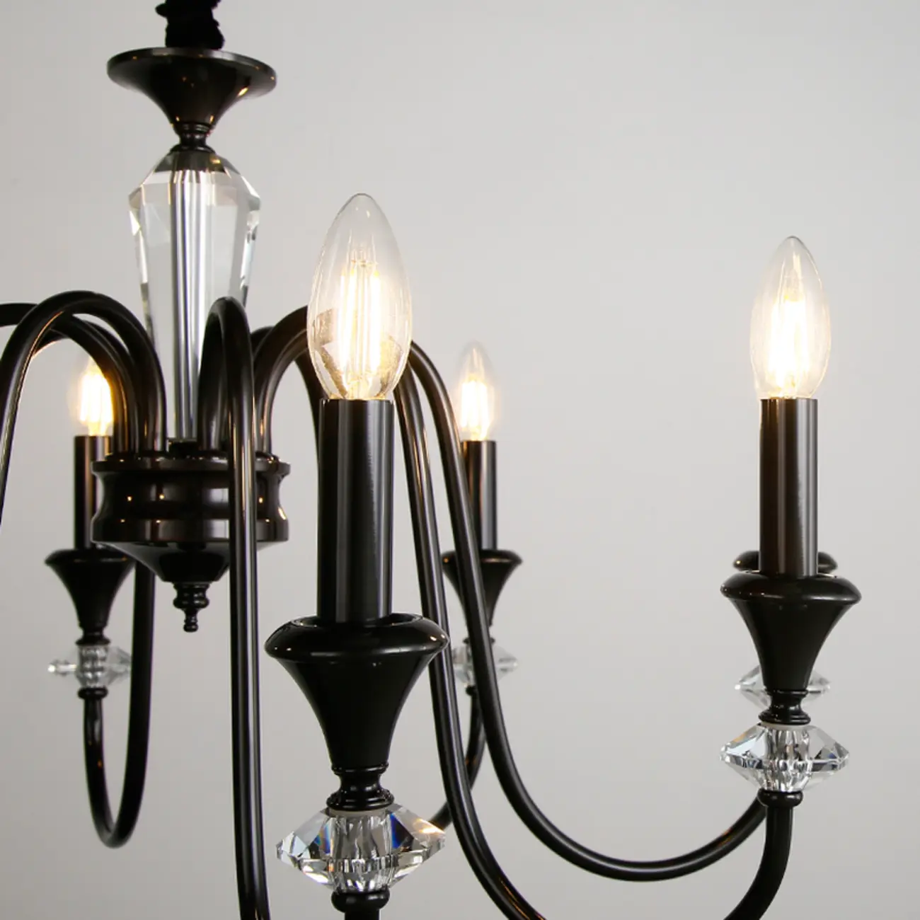 Industrial Black Glass Candelabra Chandelier in 3-10 Lights