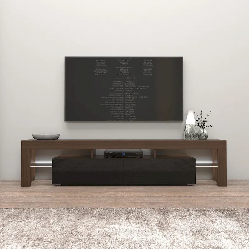 White 79-Inch TV Stand with LED Lights