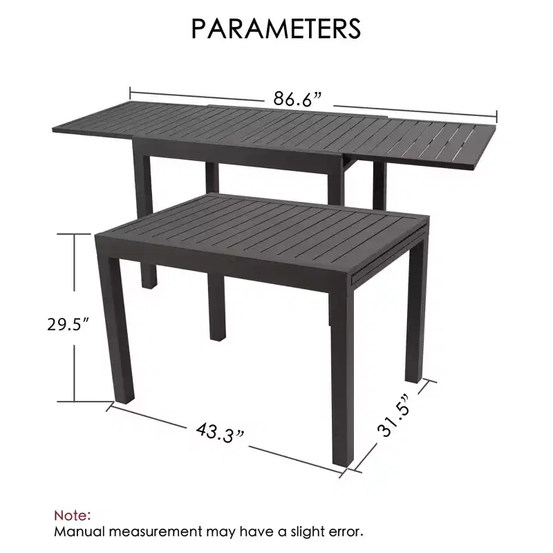 Kozyard Villa Expandable Patio Dining Table Adjustable Aluminum Outdoor Furniture for Backyard Deck Garden