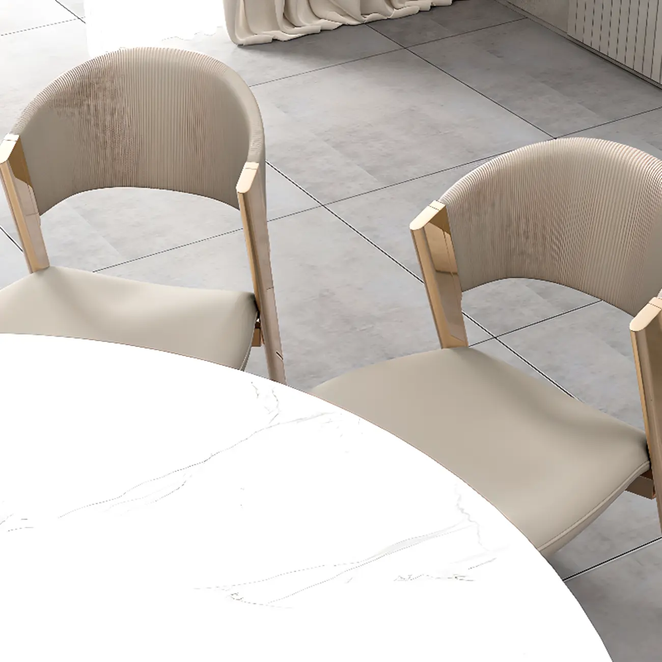 Glam Modern Low Back Faux Leather Dining Chair