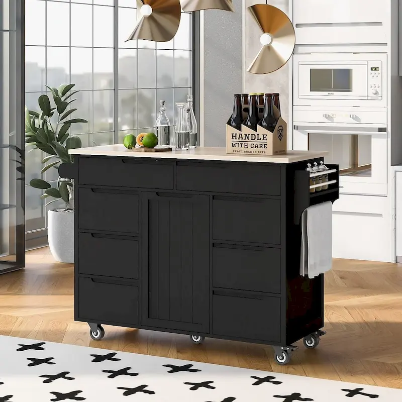 Store Kitchen Cart with Wheels and 8 Drawers