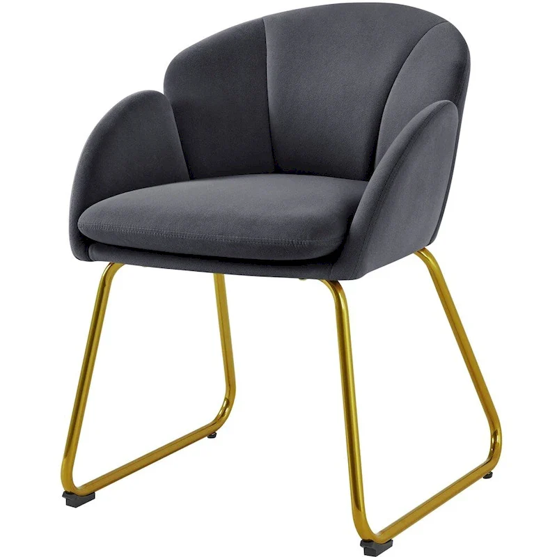 Yaheetech Flower Shape Velvet Armchair Accent Chair with Golden Metal Legs