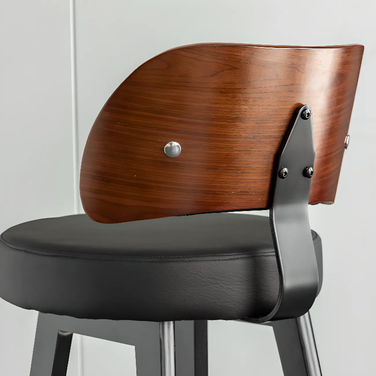 Modern Wood Upholstered Bar Stools with Back