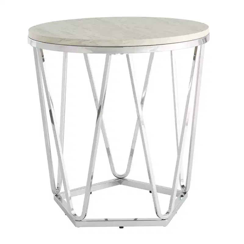 HomeRoots 23 Silver Manufactured Wood And Iron Round End Table