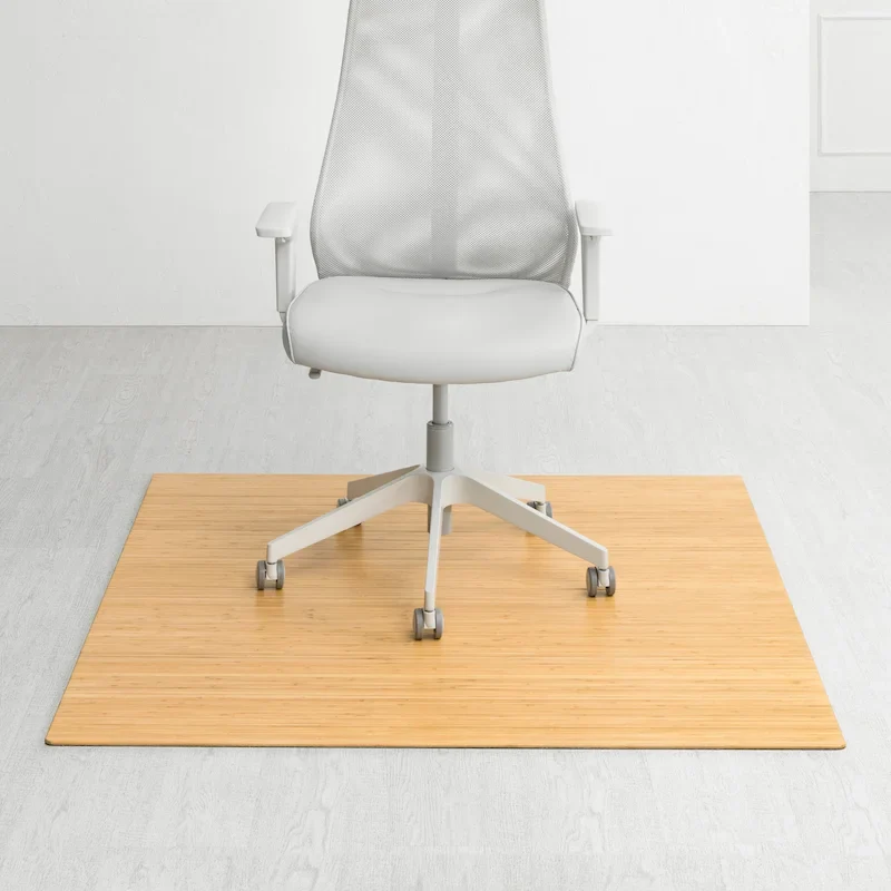 Natural / Cherry Rectangular Bamboo Office Chair Mat with Non-Skid Backing – 5' x 4'