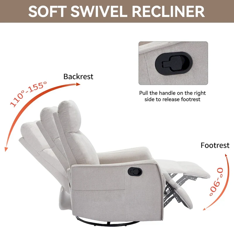 360 Swivel Rocker Recliner Chair with Massage and Lumbar Heating