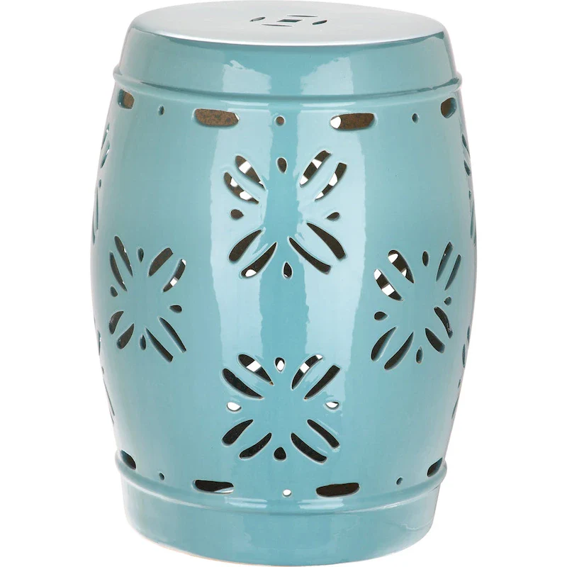 SAFAVIEH Kattie Aqua Ceramic Decorative Garden Stool