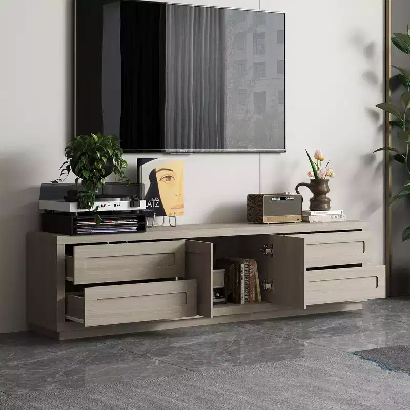 Famapy Light Wood - Grain TV Stand Entertainment Center with Drawers & Cabinets - Modern Living Room Media Storage