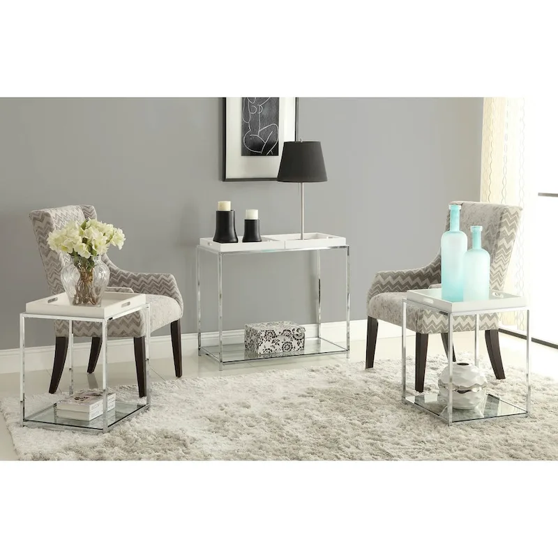 Convenience Concepts Palm Beach Console Table with Shelf and Removable Trays