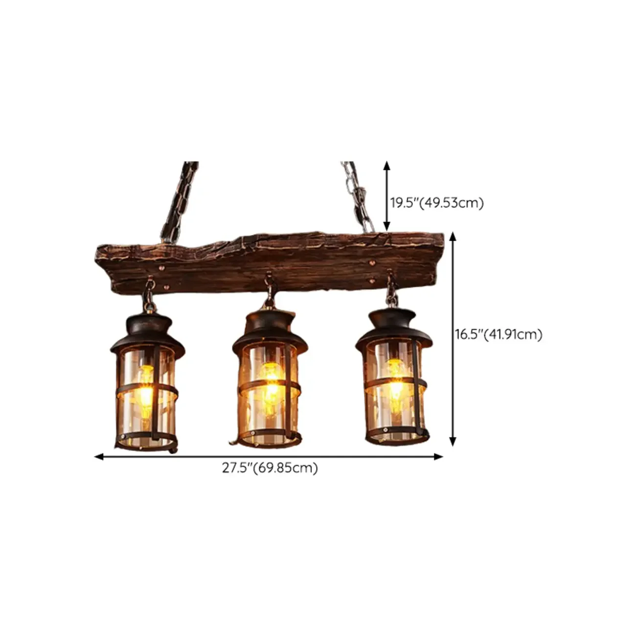 Industrial Island Light Brown Steampunk Cylindrical Pendant Light