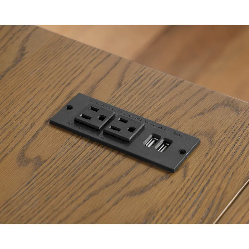 Haley Farmhouse 59-inch Metal L-Shaped Computer Desk with USBs by Furniture of America