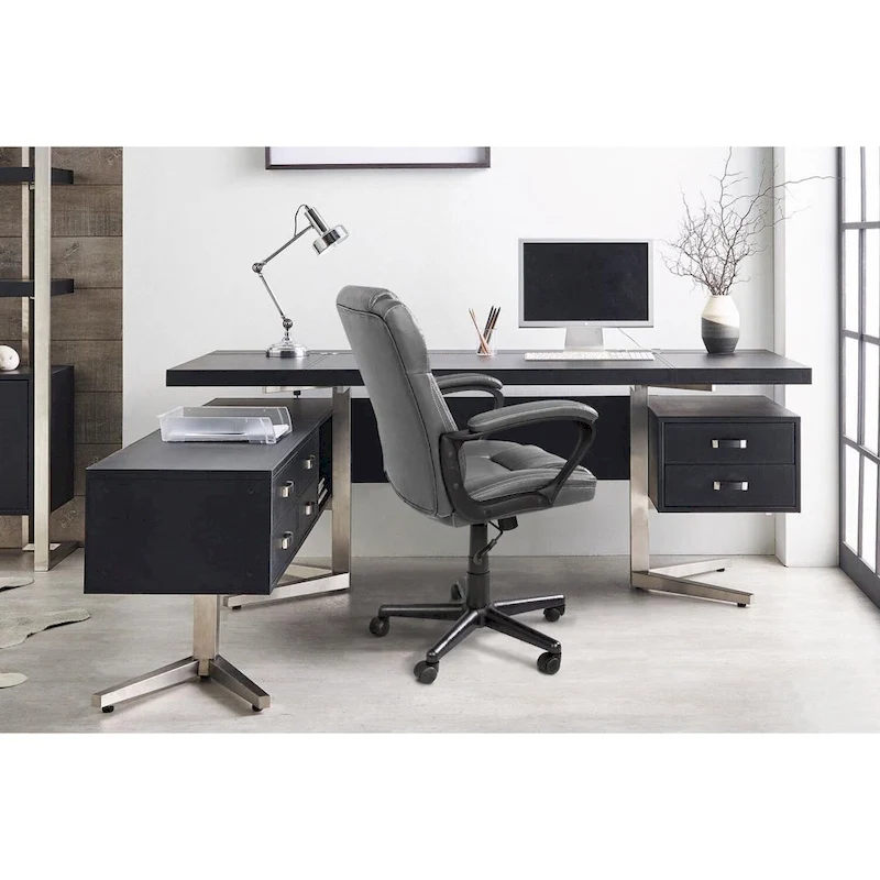 Homall Brown Executive Chair High-Level PU Leather Thick Padded Ergonomic Chair Mid Back Office and Commercial Chair