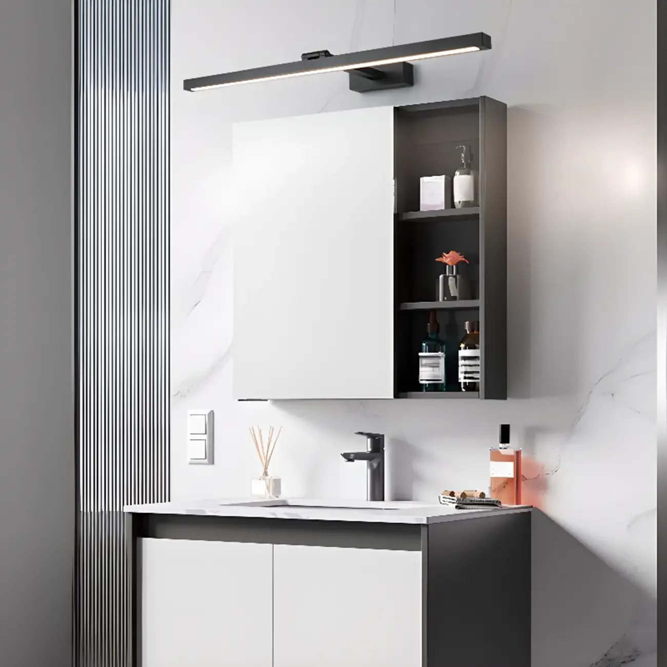 Stylish Black Linear LED Bathroom Vanity Light