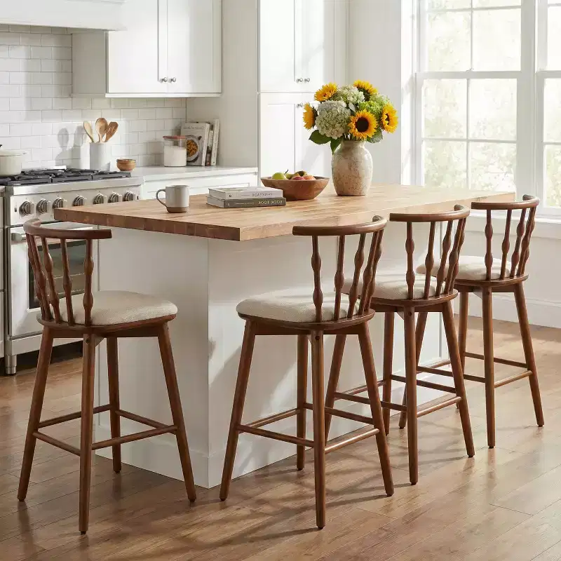 Christopher Knight Home Ocane Modern Rubberwood Upholstered Barstools (Set of 4)