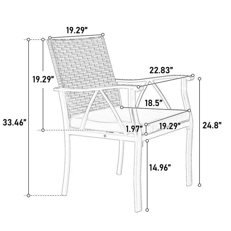 7-Piece Wicker Patio Set - Includes 2 swivel rockers, 4 chairs (all with removable cushions), and a table.