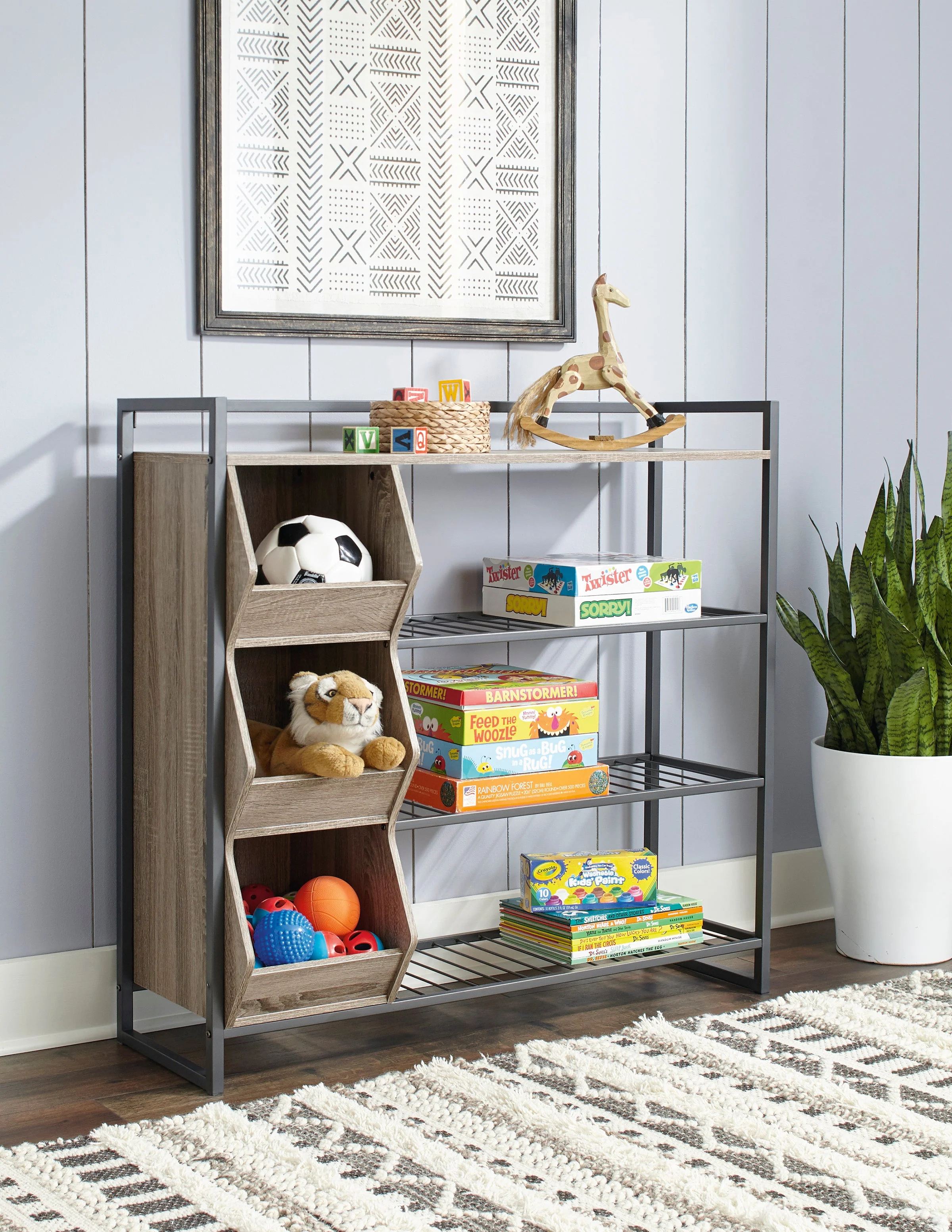 Chic Two Tone Shoe Rack with Cubbies