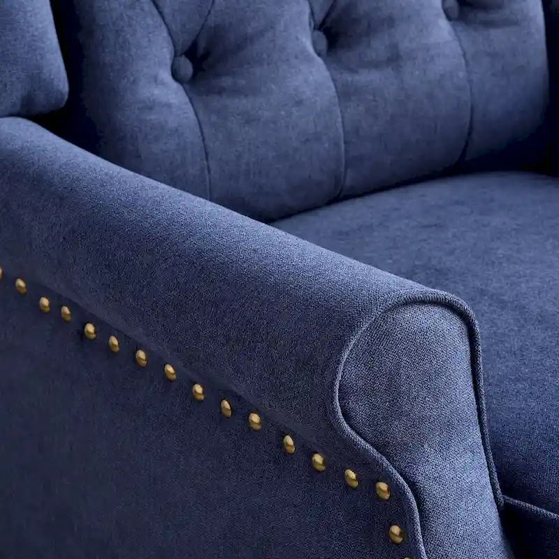 Push Back Recliner with Tufted Back and Wooden Legs