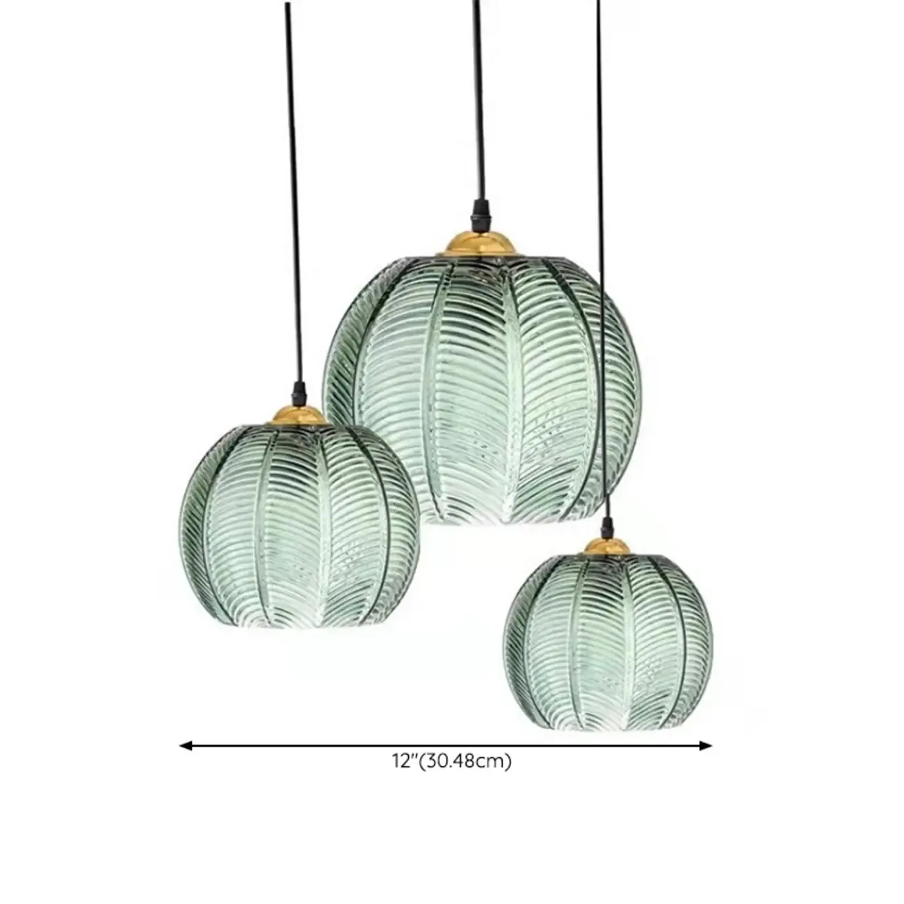 Modern Green Glass Leaf-Inspired Globe Pendant Light
