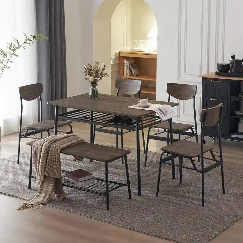 Steel Frame 6-Piece Modern Dining Set for Kitchen