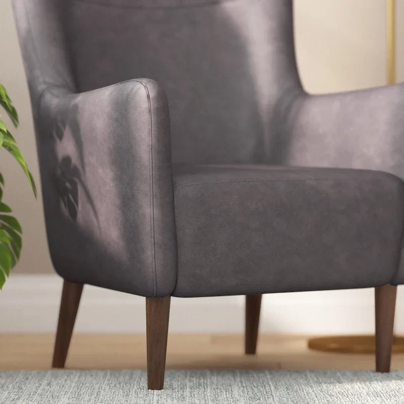 Upholstered Wingback Accent Chair with Wooden Frame and Legs