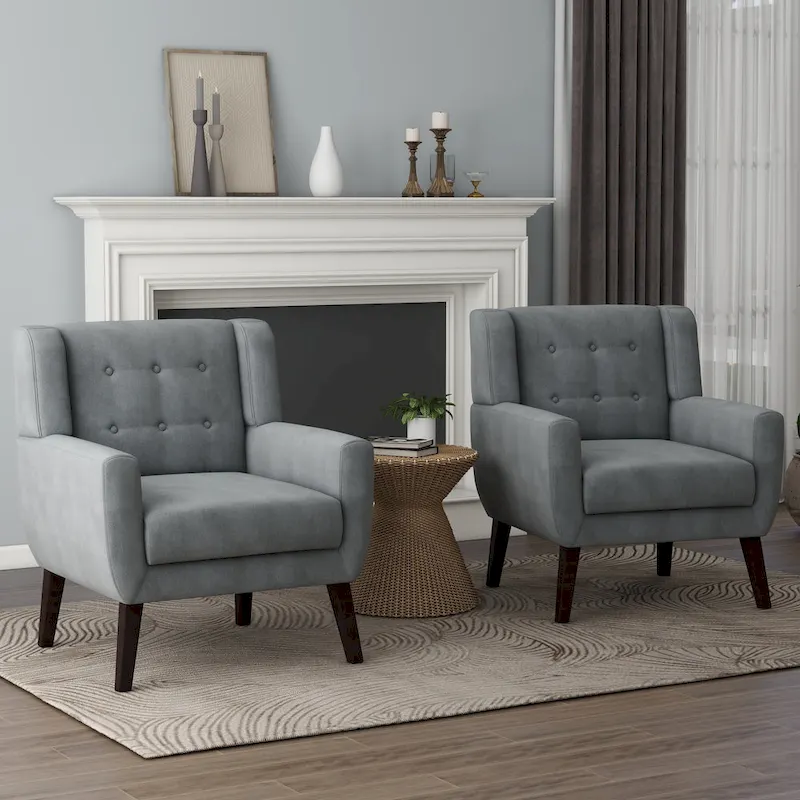 Velvet Upholstered Armchair Tufted Accent Chairs Set of 2