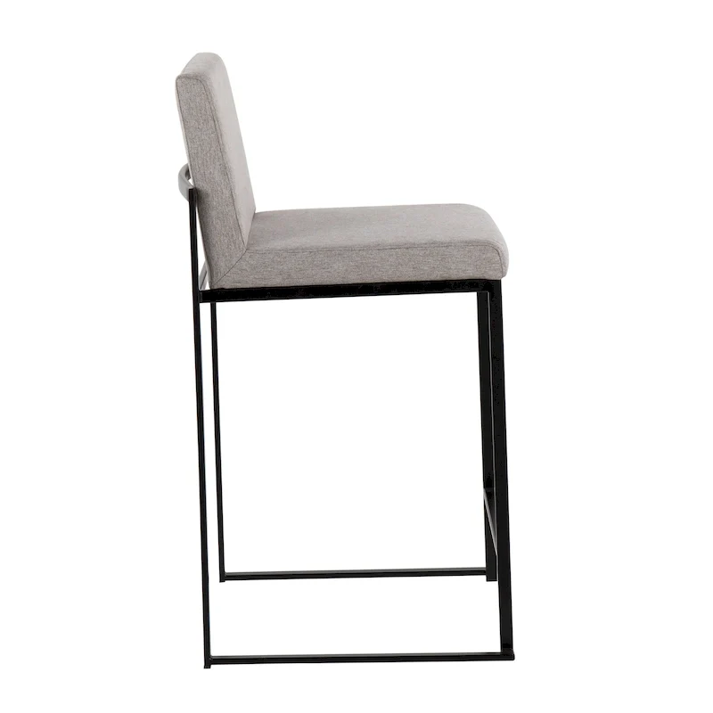 Black/Grey/White High Back Upholstered Counter Stool, Set of 2, 1-Person