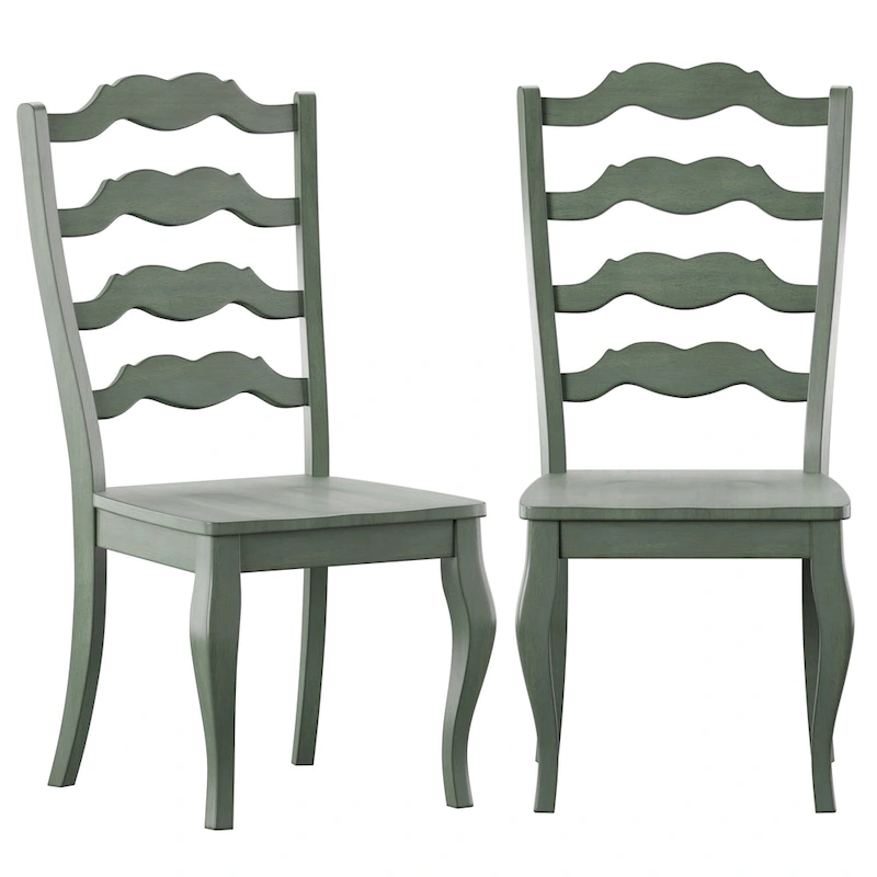 Ronda French Ladder Back Wood Dining Chairs (Set of 2)