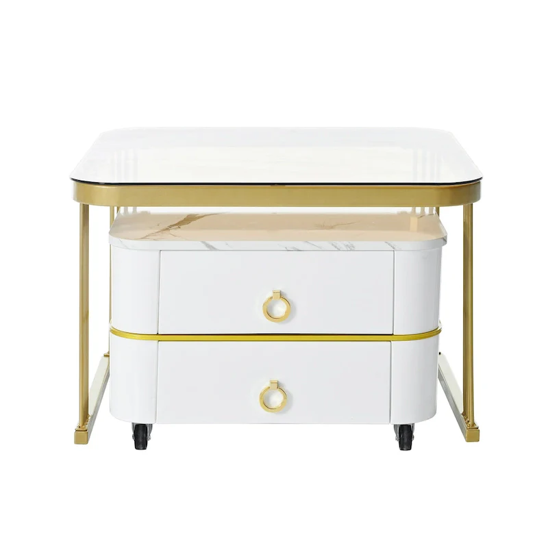 Nesting Coffee Table Set with Wheels, Set of 2