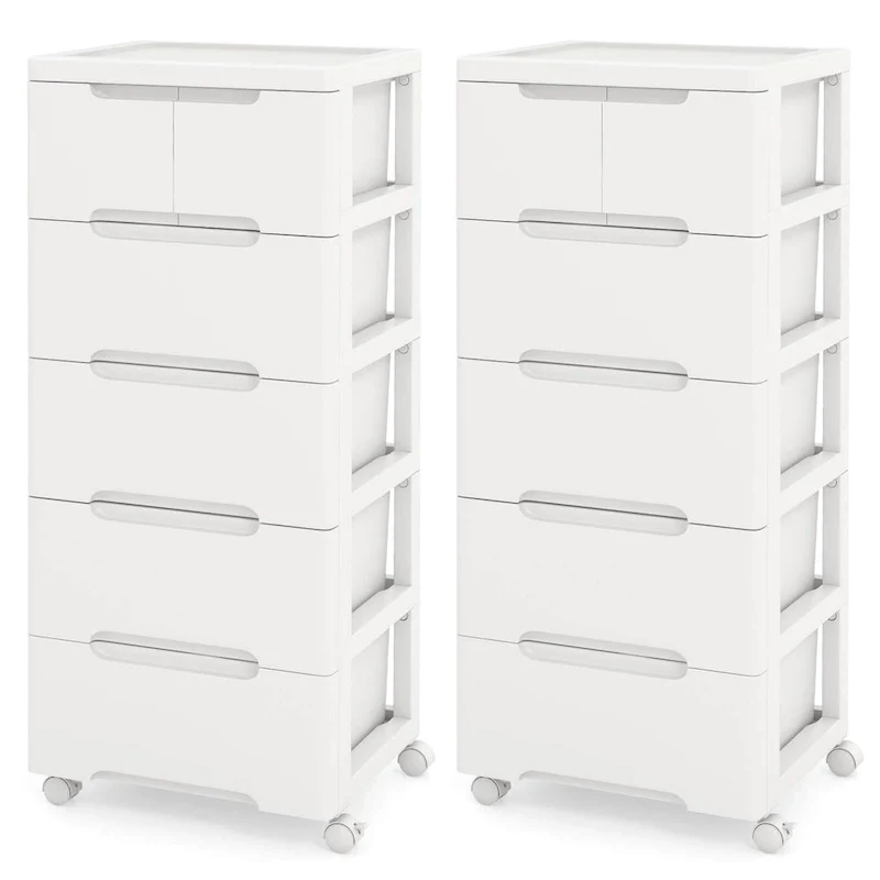 2 PCS 6-Drawer Plastic Rolling Storage Cart with 4 Universal Wheels - See Details