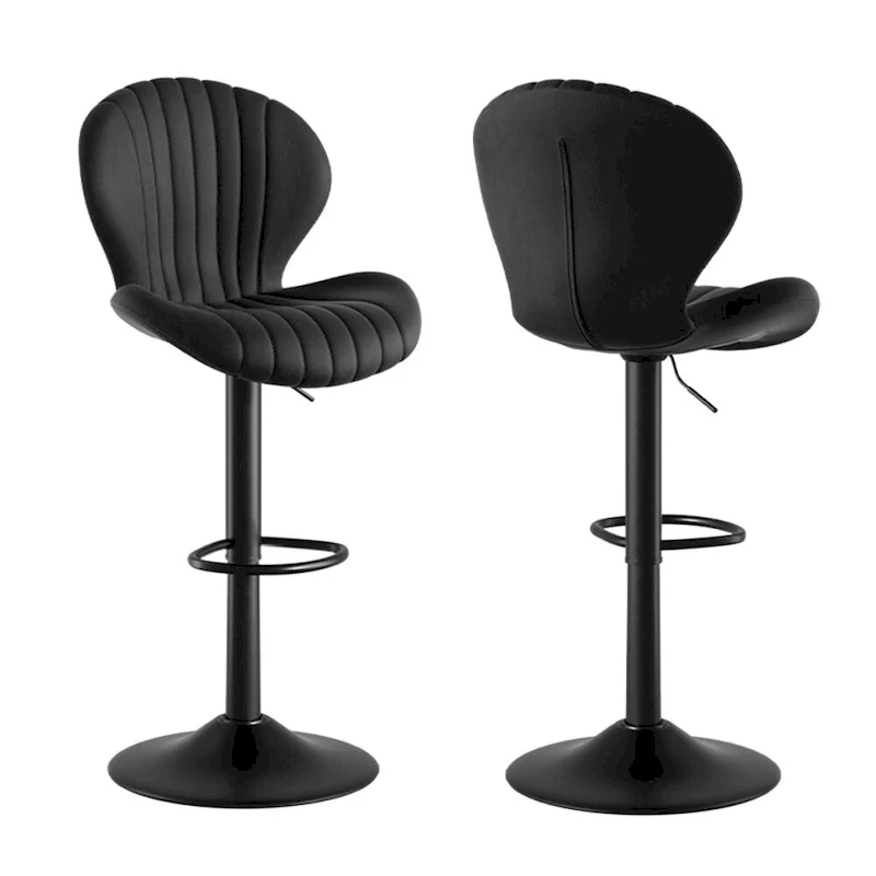 Set of 2 Modern Fabric Bar Stool with Iron Frame