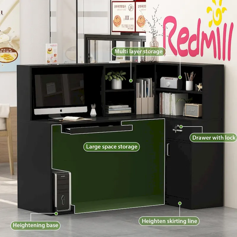 L-Shape Wood Reception Desk Office Computer Desk