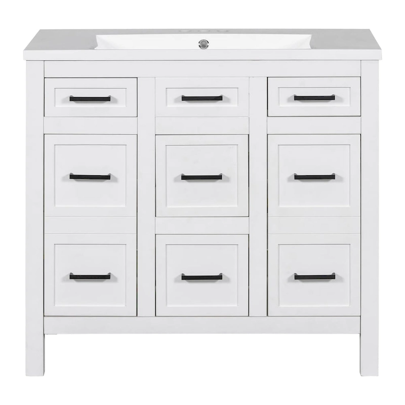 Bathroom Vanity Cabinet with Resin Integrated Sink