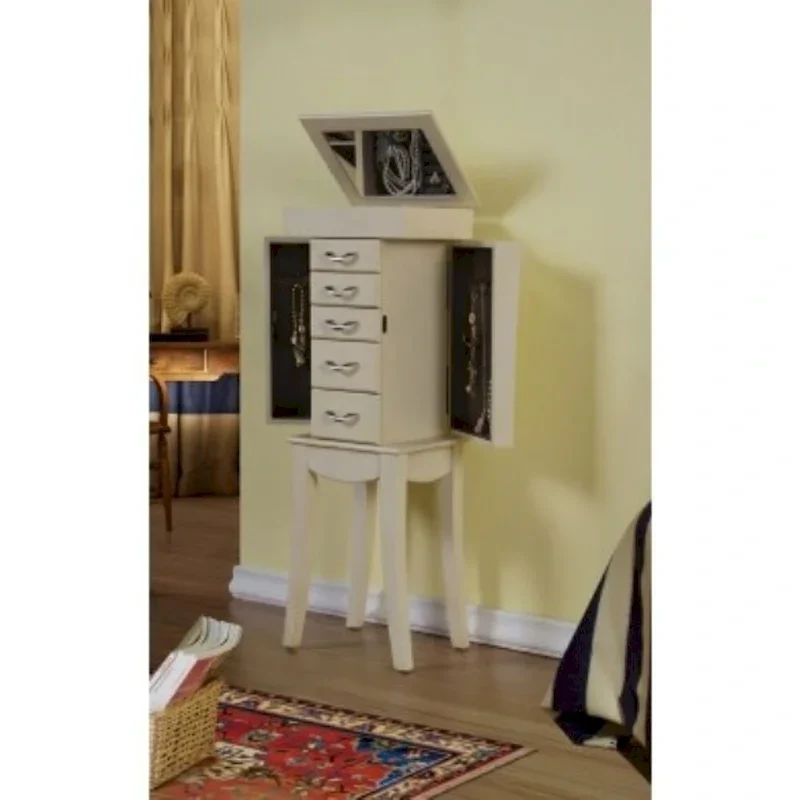 Antique White Jewelry Armoire Cabinet Organizer