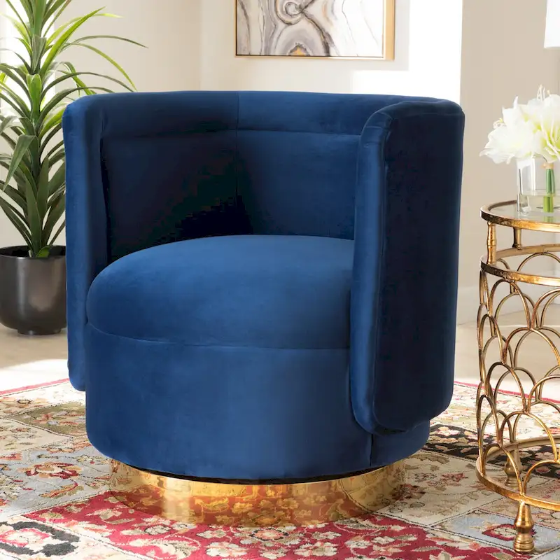 Saffi Glam and Luxe Upholstered Swivel Accent Chair