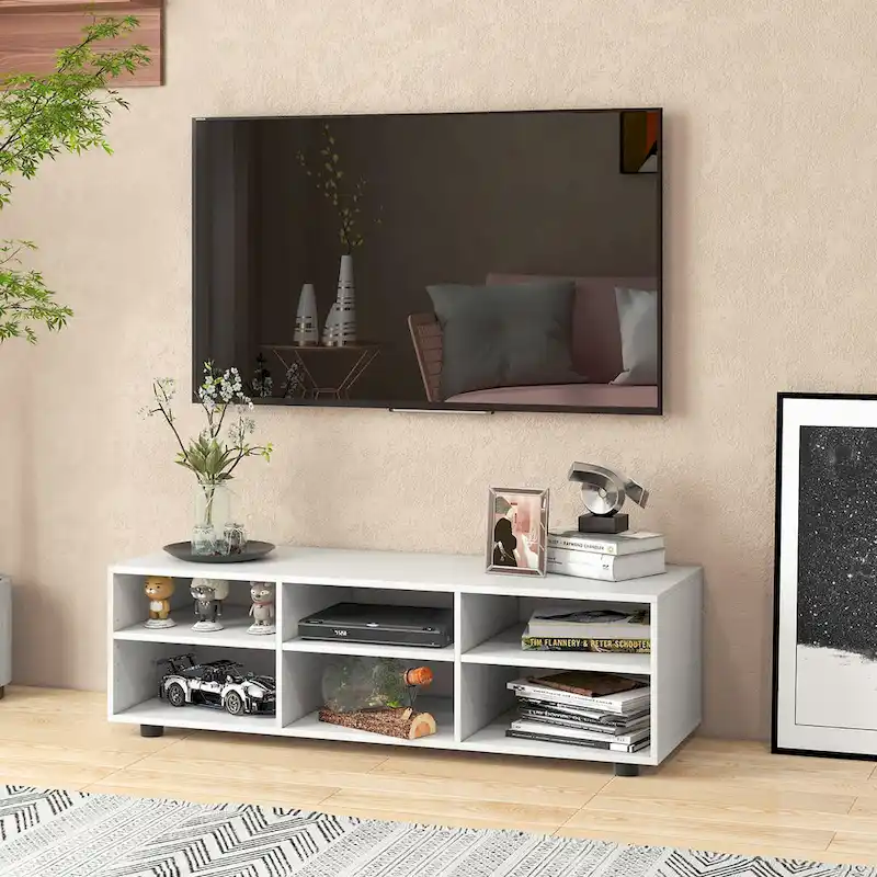 6-Cubby TV Stand with Adjustable Shelves