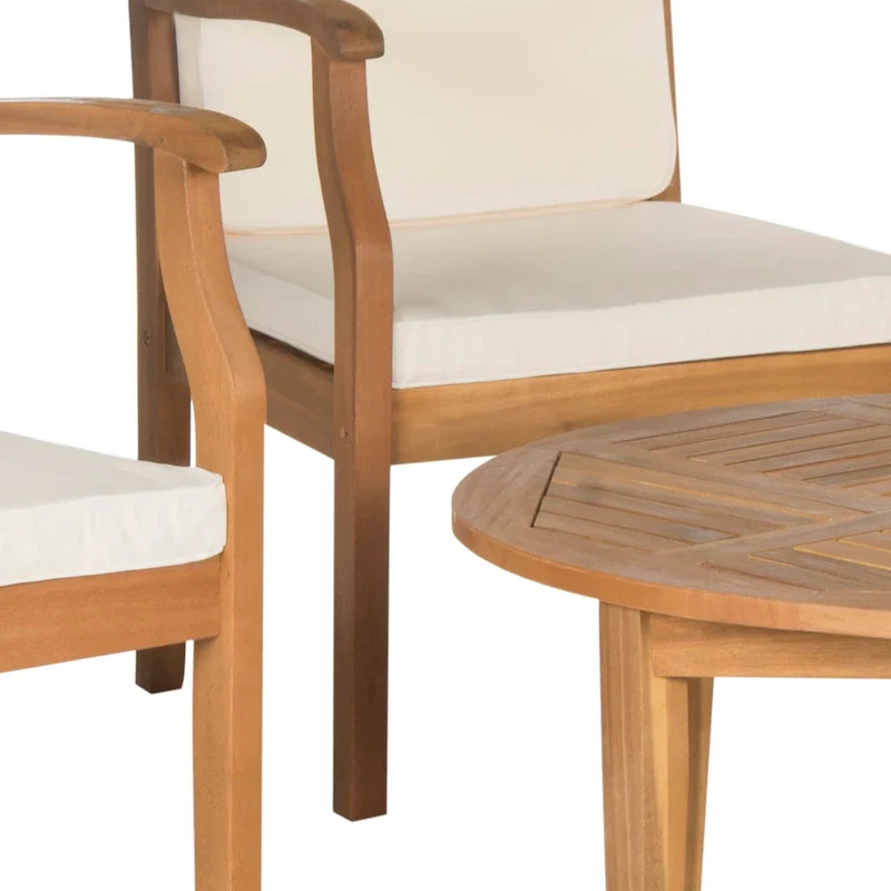 SAFAVIEH Outdoor Hazbie Acacia Wood 5-Piece Patio Set - 26W x 32D x 25H