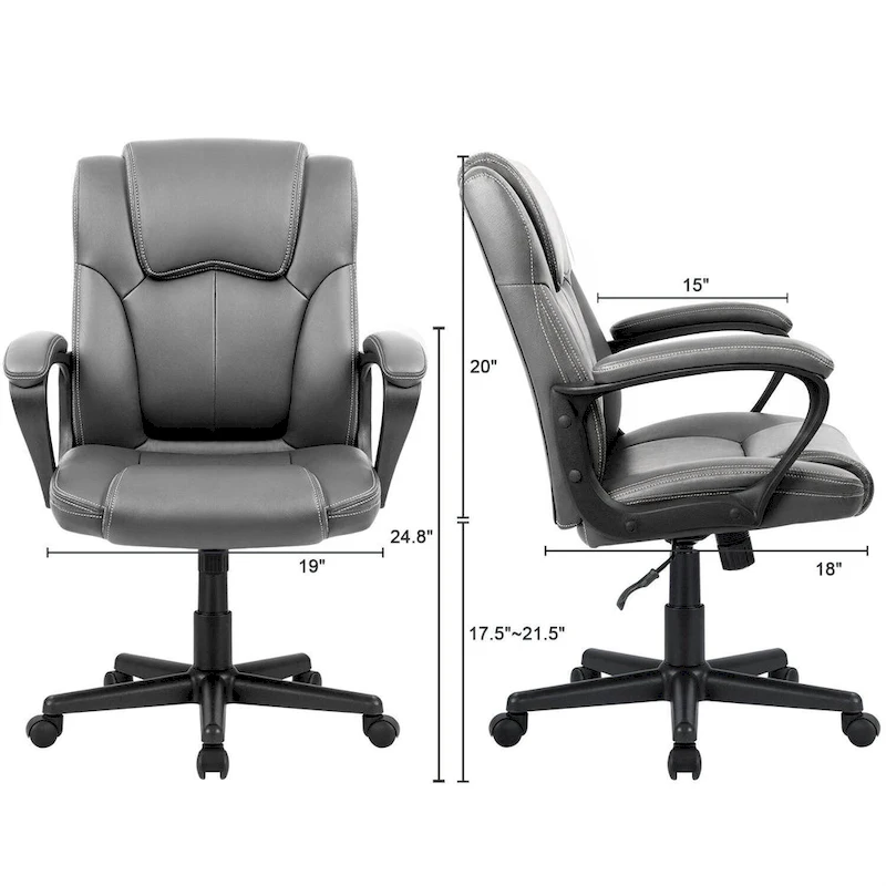 Homall Brown Executive Chair High-Level PU Leather Thick Padded Ergonomic Chair Mid Back Office and Commercial Chair