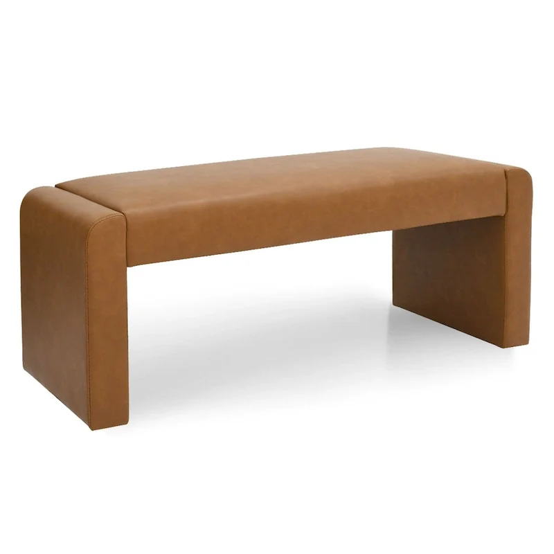 Modern Faux Leather 47 Waterfall Bench